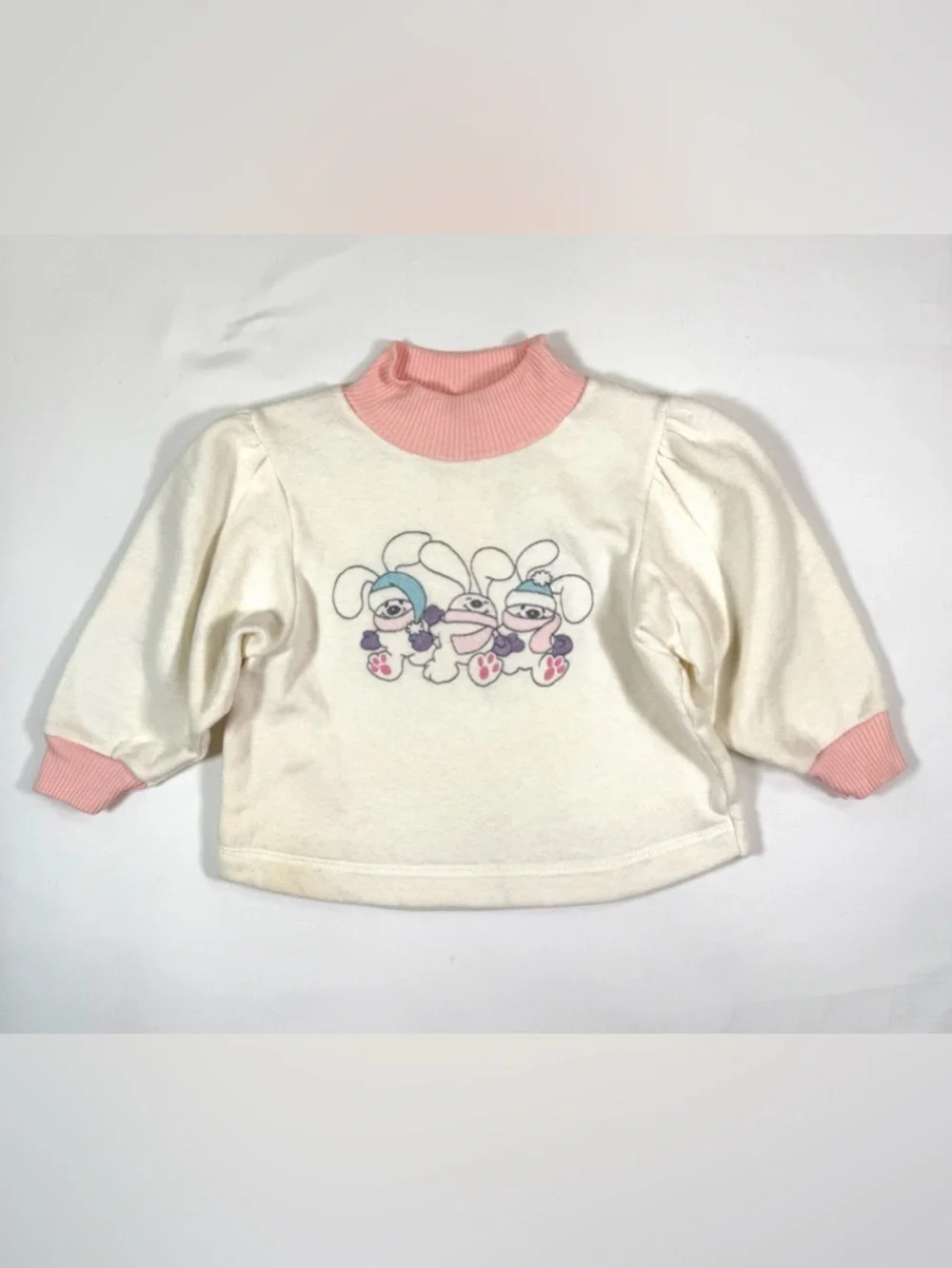 VINTAGE CARTERS Baby Sweatshirt 18 Months 1990s Bunny Graphic Cozy Cute Pastel